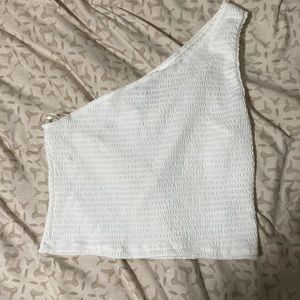 one shoulder knit crop top, LARGE